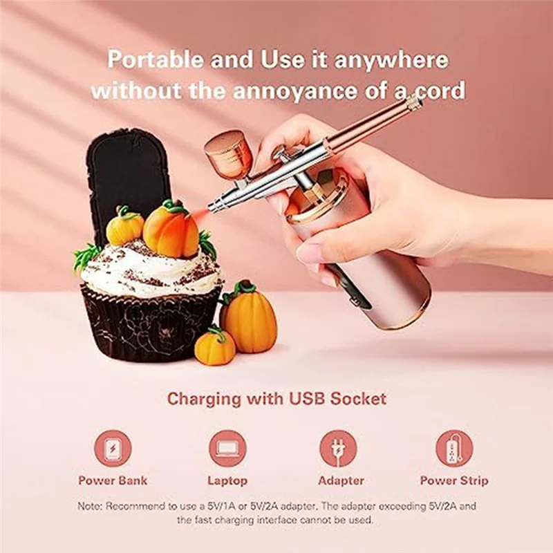 Airbrush Kit With Compressor, Cordless Airbrush Set With LED Display, 36 PSI High Pressure Portable Airbrush For Model Manicure