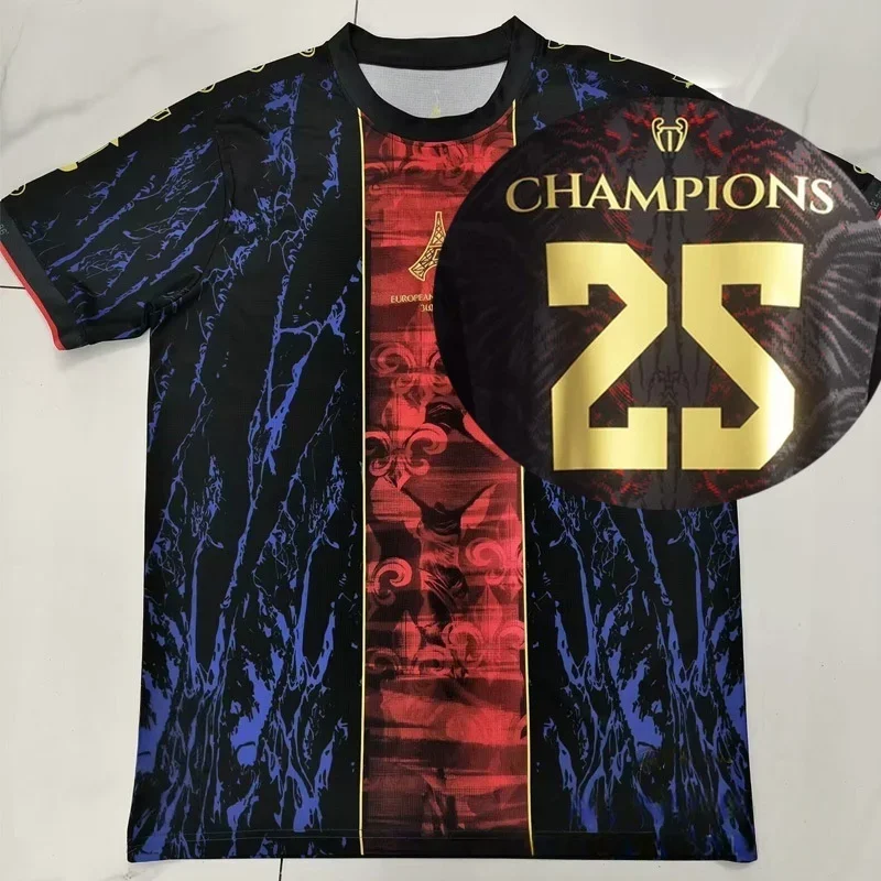 

25 топов Grand Paris PSG Champion, специальная версия, домашний трикотаж с короткими рукавами, Dembélé и Doué 3ds, дышащий спортивный тренировочный костюм на открытом воздухе