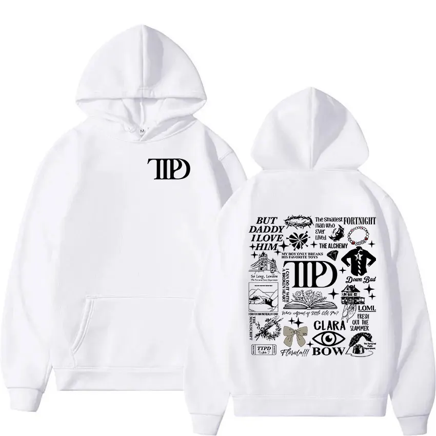 New Album The Tortured Poets Department 2024 TTPD Print Hoodie Man Women Hip Hop Aesthetic Fashion Oversized Sweatshirt Clothing