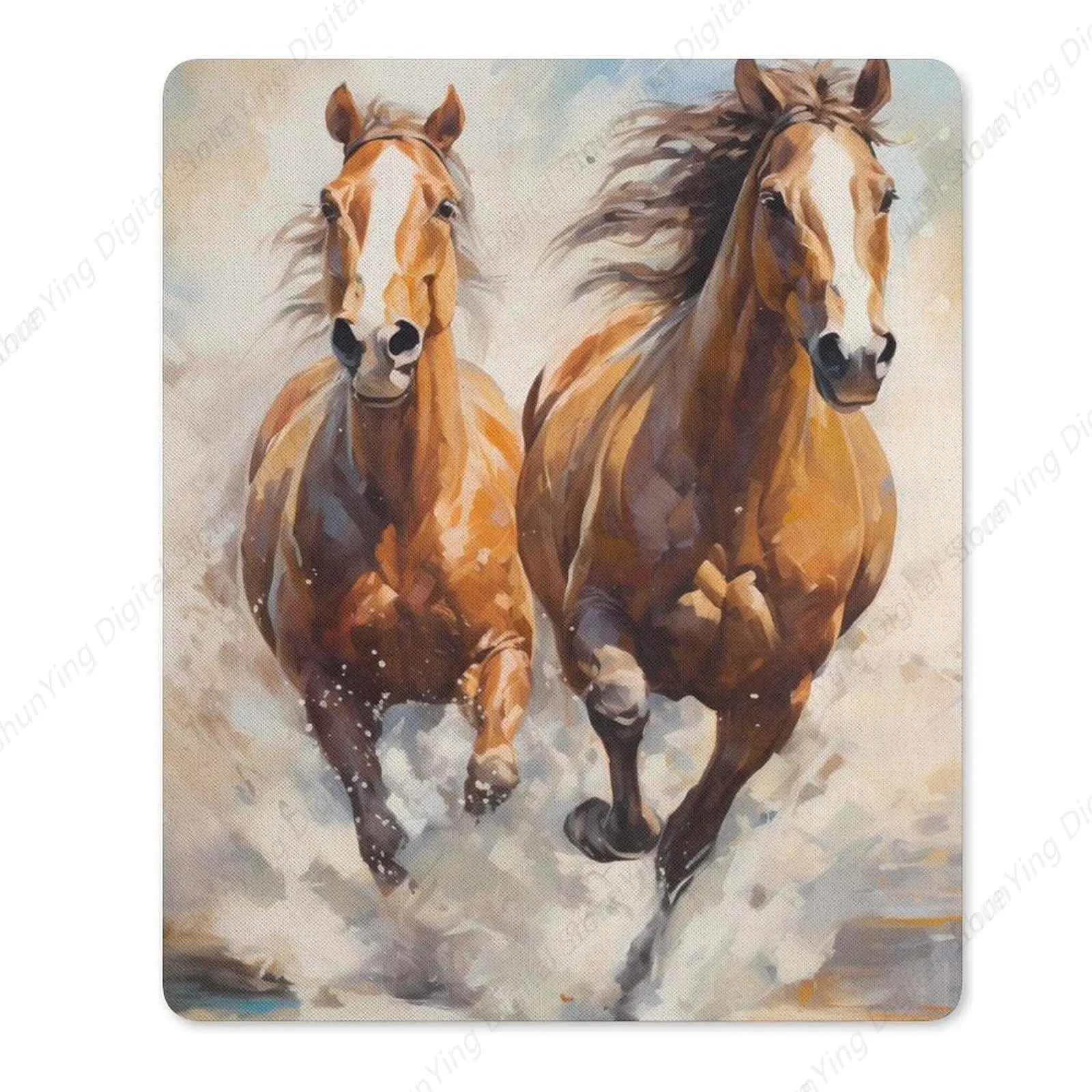 Tapis de souris cheval peinture à l'huile artistique et personnalisé, 25x30cm, tapis de jeu portable avec base coordonnante, adapté à une utilisation au bureau