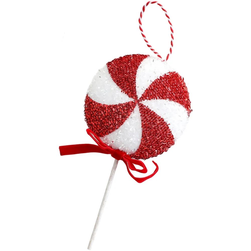 Red White Striped Lollipop Ornament for Holiday For Tree Decoration Bubble Material Festive Candy Style Various Sizes
