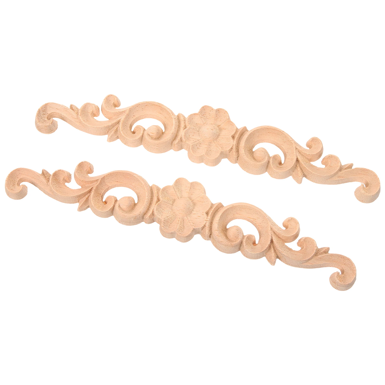 

2Pcs Natural Solid Wood Carved Corner Onlay Easy to Paint for Furniture Decoration Size 1 Wood Onlay Unpainted Frames