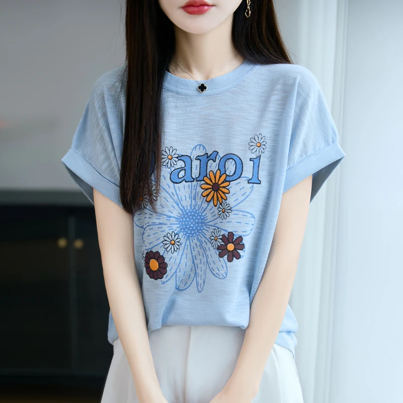 

2025New Summer Short Sleeve T-Shirt O-Neck Large Size T-Shirt Women's High Grade T-Shirt Fashion Comfortable Leisure T-Shirt Top