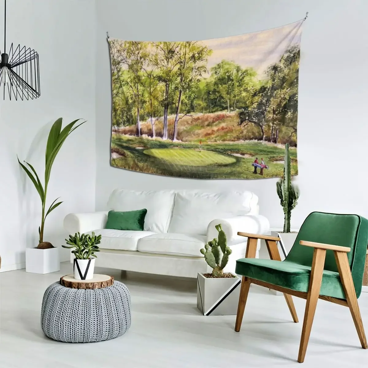 Merion Golf Course 17th Зеленый гобелен Декор комнаты Корейский стиль Милый декор комнаты Настенные покрытия Декор для комнаты Гобелен