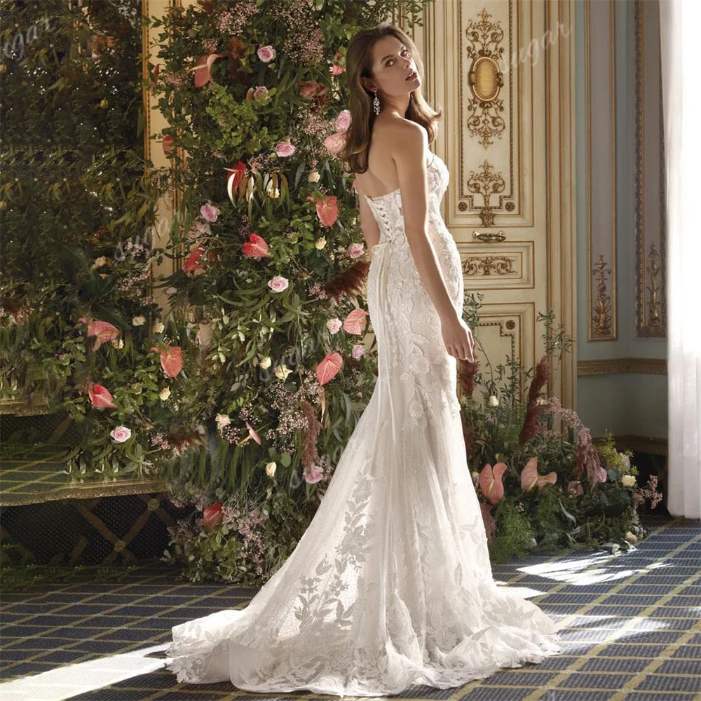 Abiti da sposa Sexy con spalle scoperte abiti da sposa a sirena treno staccabile abito da sposa affascinanti Appliques di pizzo Vestidos De Noiva