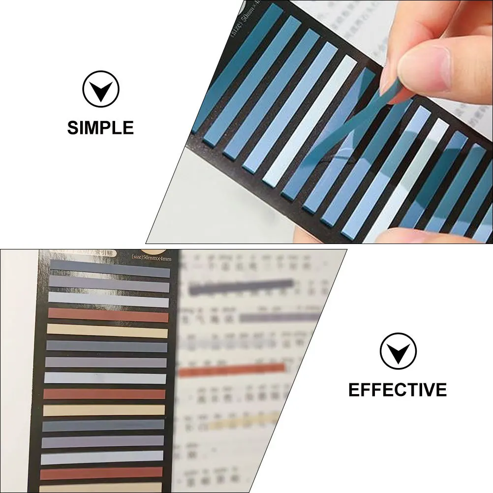 6 set Colorful Reading Strips Sticky Tabs Page Markers For Books Notebook Annotation Index Office School Supplies Adhesive