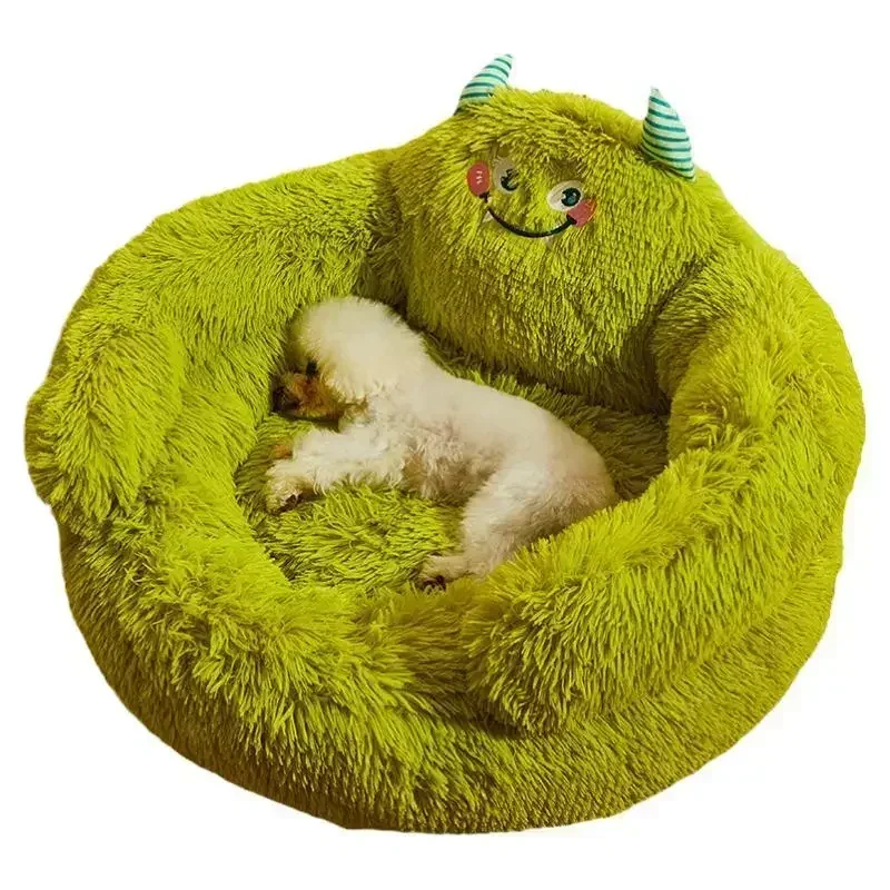 Round Dog Sleep Mat Winter Warm Fluffy Cat Dog Bed Sofa Anti Anxiety Cute Plush Small Pets Bed Soft Kennel Pet Products