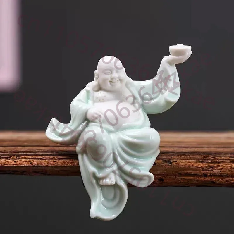 PINNY Ceramics Laughing Buddha Statue Monk Esculturas Estatuetas Home Decoration