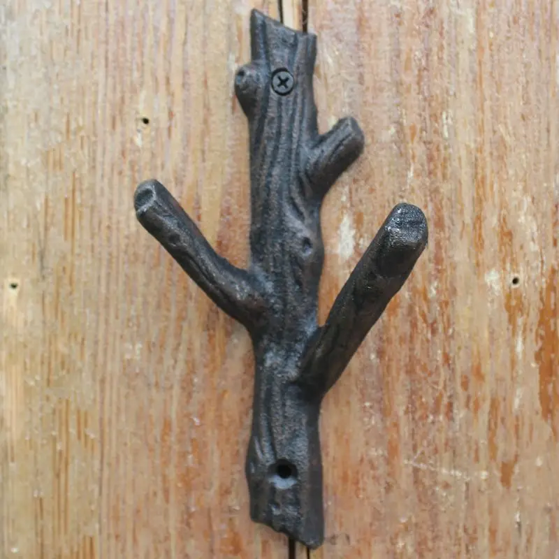 

Creative Tree Branch Wall Mounted Decorative Hooks Cast Iron Big Clothes Coat Hat Towel Hanger Shelf For Kitchen Home Decoration