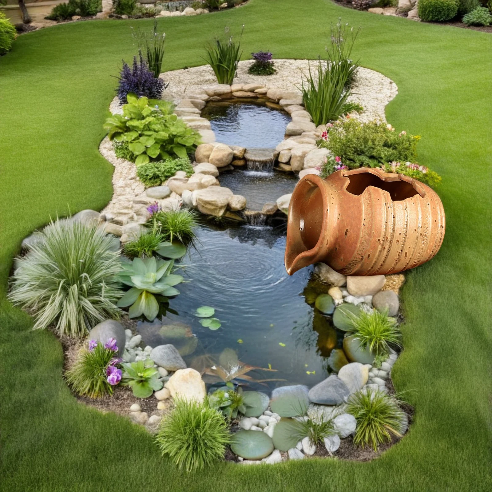 

Landscape Fountain Jar Ceramic Water Circulation Decor for Outdoor Garden Courtyard Indoor Living Room Bedroom Decor Vintage