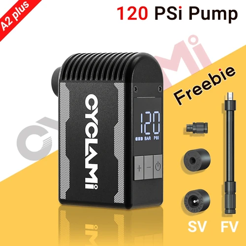 Imagen 2 del producto CYCLAMI A2S 120 PSI Mini bomba eléctrica bicicleta portátil inflador de aire inalámbrico válvula Presta Schrader FV AV ciclismo MTB bicicleta de carretera