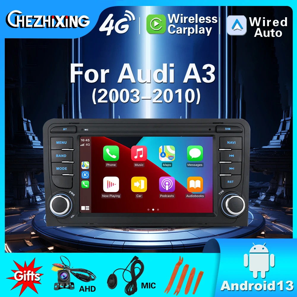Pour Audi A3 8P S3 RS3 2003-2012 Android 13 autoradio lecture multimédia lecteur vidéo GPS Navigation Carplay, 4G, WiFi, DSP