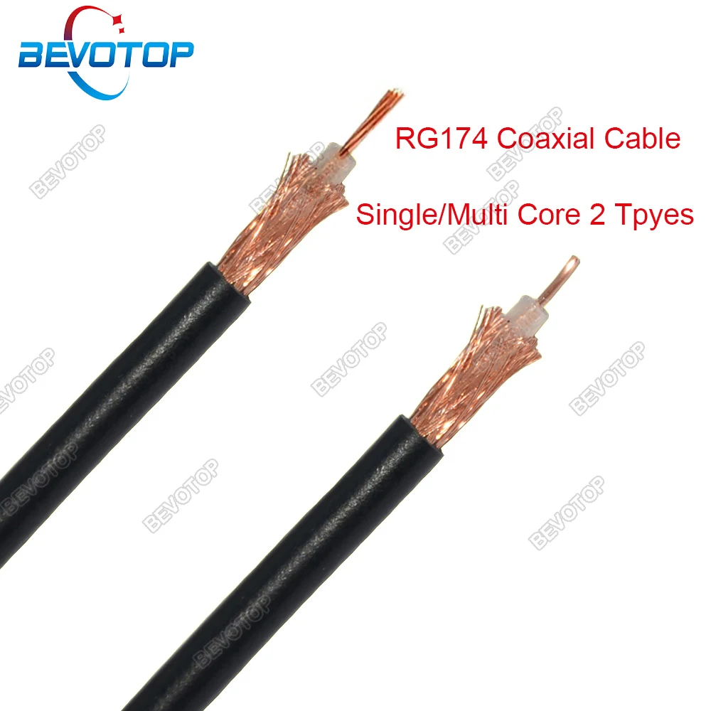 BEVOTOP RG174 kabel koncentryczny 50 Ohm goła miedź niskie straty pojedynczy/wielordzeniowy 2 typy wysokiej jakości szybka wysyłka 1 m ~ 500 m
