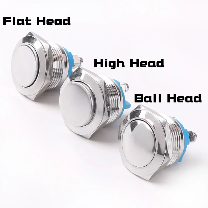 16MM 19MM 22MM Metal Button Switch Screw/Welding Foot High/Flat/Ball Head 1NO Momentary Waterproof  Switch