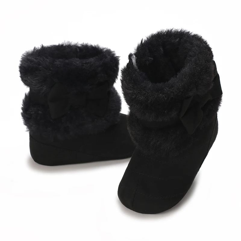 Süße Bowknot bequeme Stiefel für Mädchen weich warm plus Fleece Stiefel für Indoor Walking Herbst und Winter