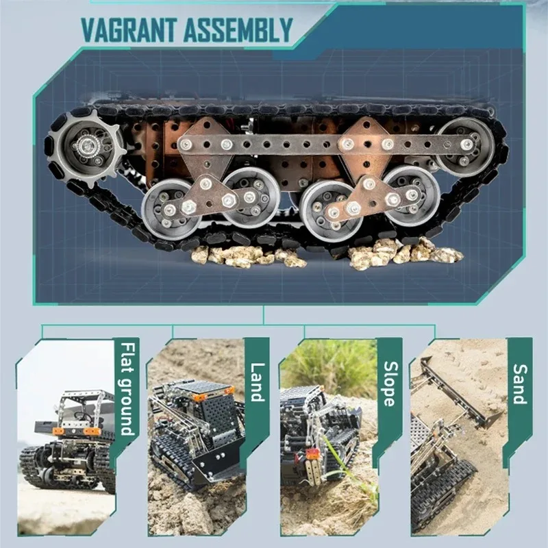 2.4G 10CH RC Tracked Dump Truck SW (RC) 008 DIY Stainless Steel Assemble Forklift Bulldozer Crane Vehicle Metal RC Car Model