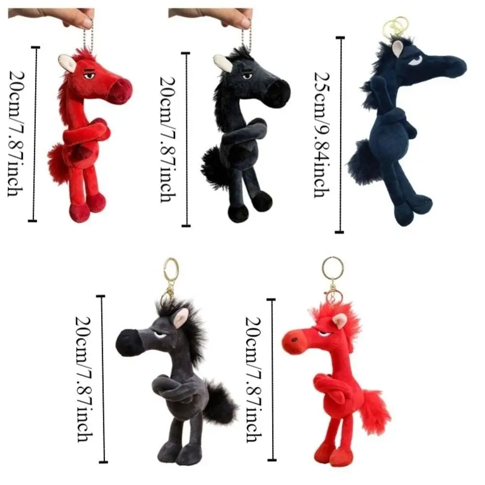 Cartoon Simulation Horse Stuffed Keychain Fantasy Style Stuffed Pony Keyring Black Red Simulation Horse Christmas Gift - view 6