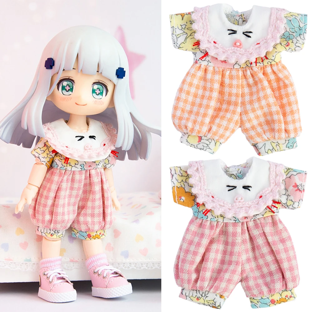 Handmade Ob11 Doll Pig Face Floral Jumpsuit Dolls Rompers Suit For Nendoroids, Obitsu11, Molly, Ymy, Ufdoll, Gsc, Penny