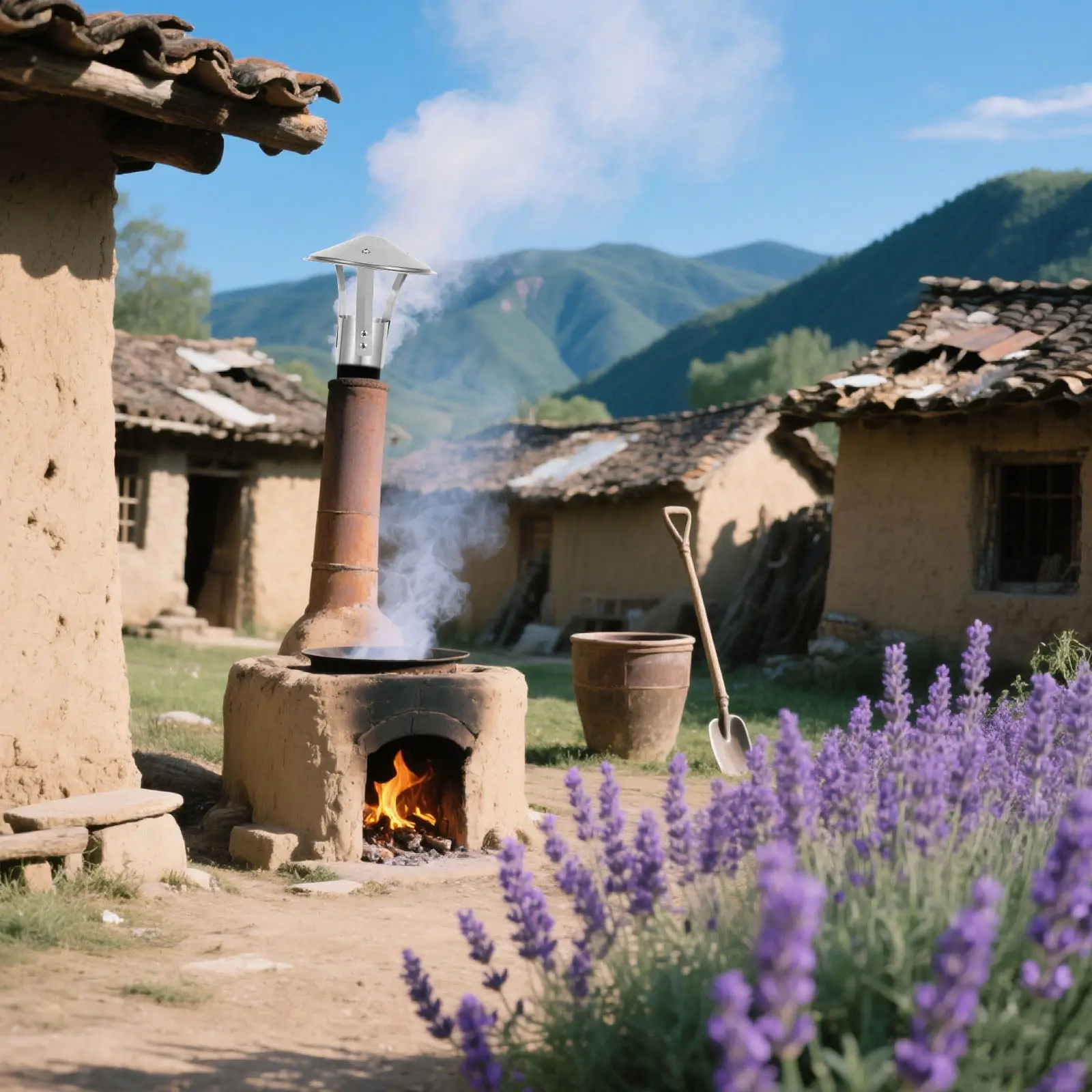 

Stainless Steel Chimney Rain Cap Umbrella Shape Roof Pipe Cover Windproof Stove Flue Cover Fireplace Exhaust Chimney Vent Cap