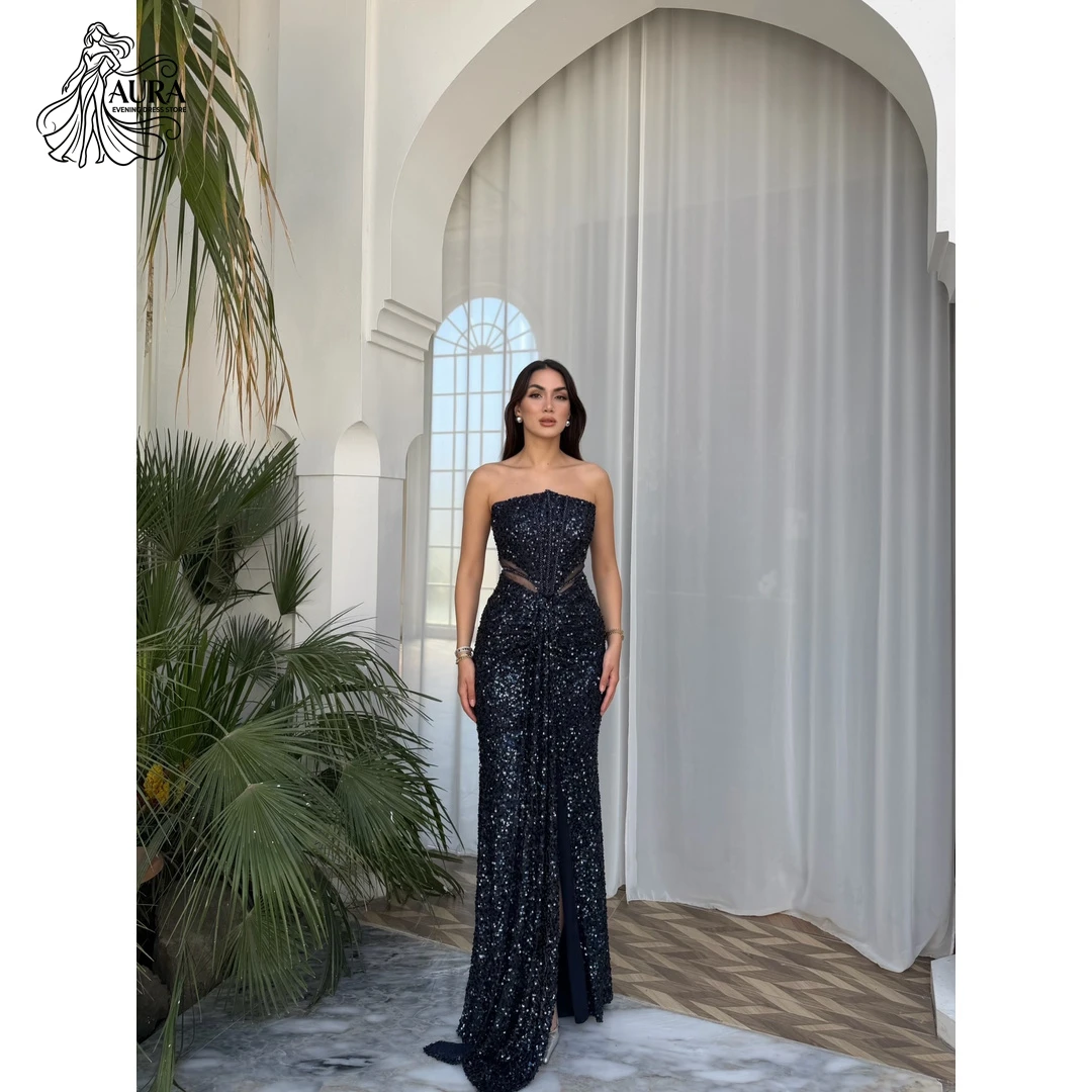 Aura Tube Top Prom Dress Customized Prom Dresses 2026 Luxury Women's Elegant Party Dress Fish Tail Sequins Sparkle Ball Gown