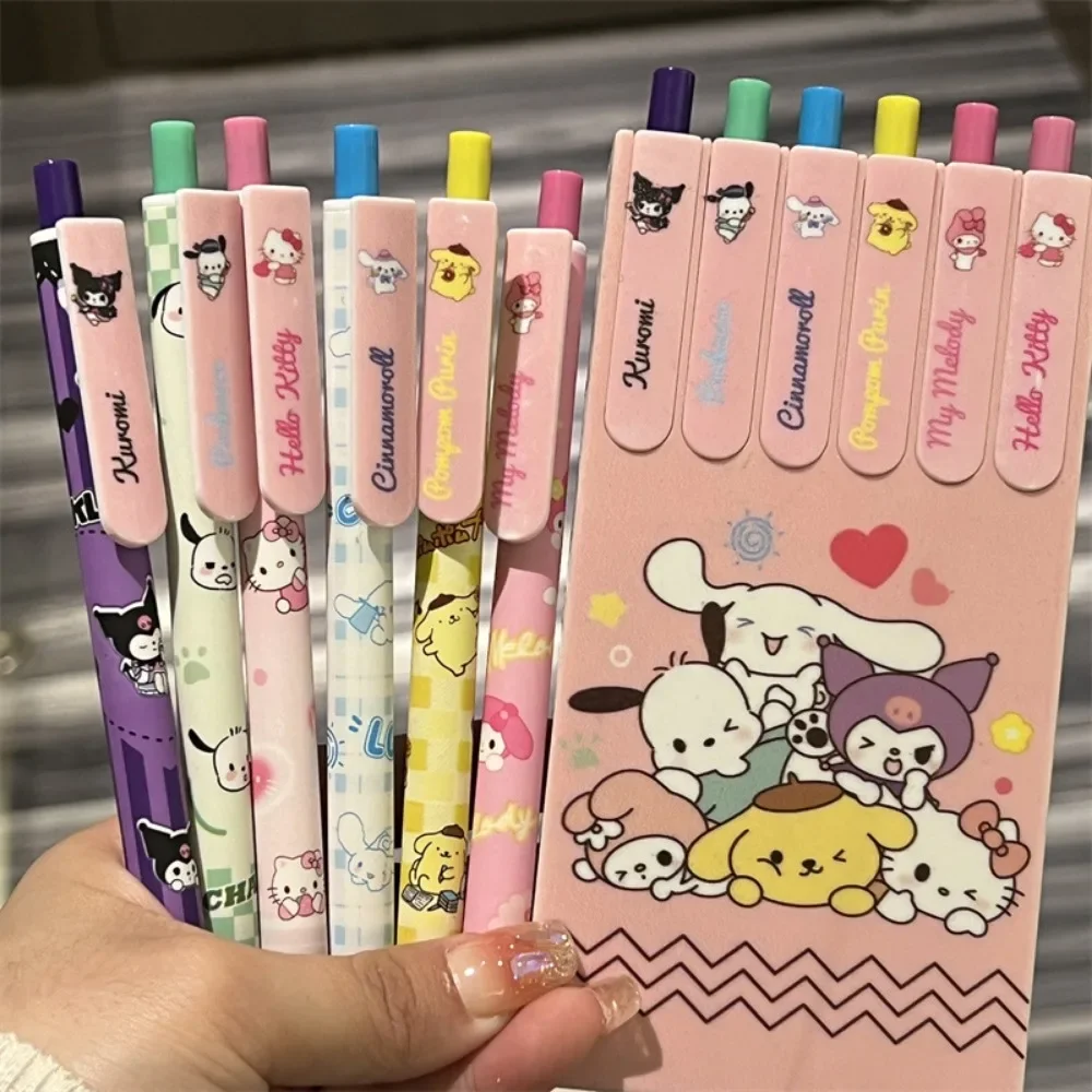 

6pcs/box Sanrio Anime Peripheral Kawaii Cute Hello Kitty Kuromi Pupil Diary Examination Do Homework Gel Pen Study Stationery