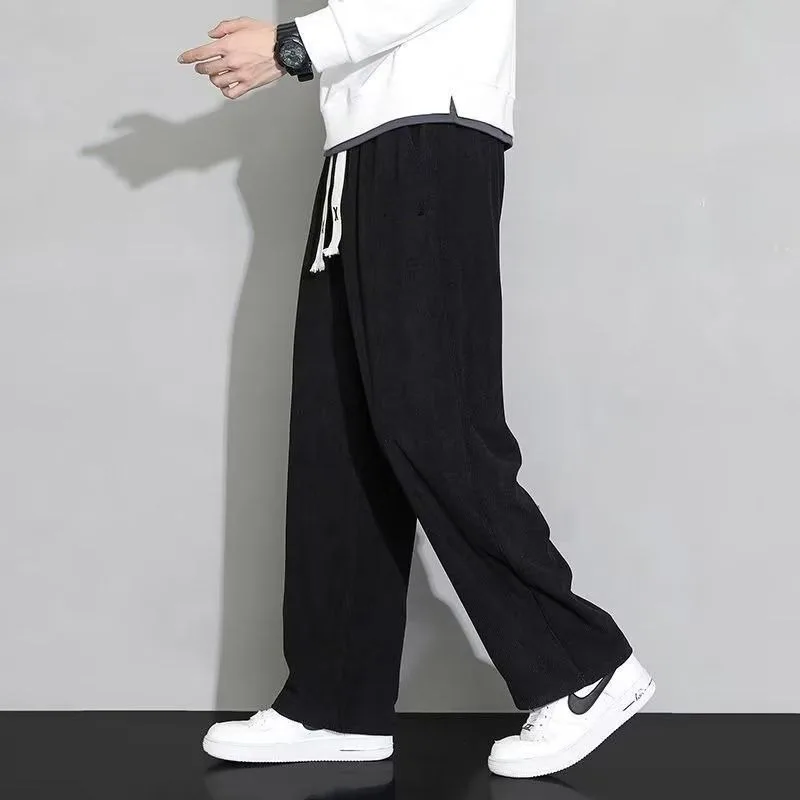 Pantaloni di velluto a coste primavera e autunno versatili da uomo a gamba dritta allentati 2024, pantaloni casual sportivi a gamba larga di marca cool e trendy