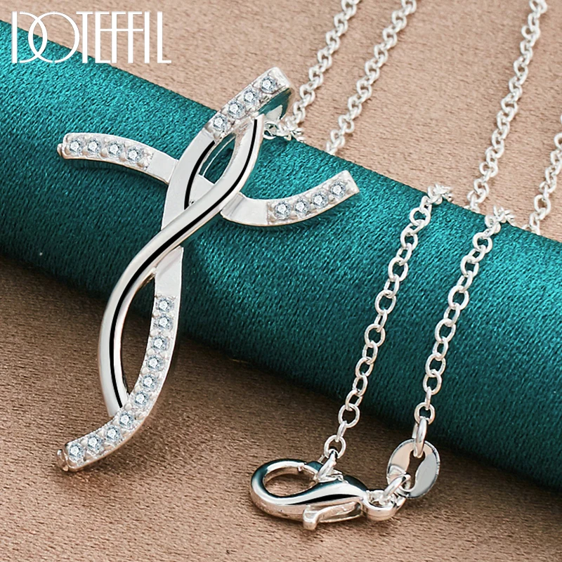 

DOTEFFIL 925 Sterling Silver Cross AAA Zircon Pendant Necklace 16-30 Inch Chain For Women Fashion Wedding Party Charm Jewelry