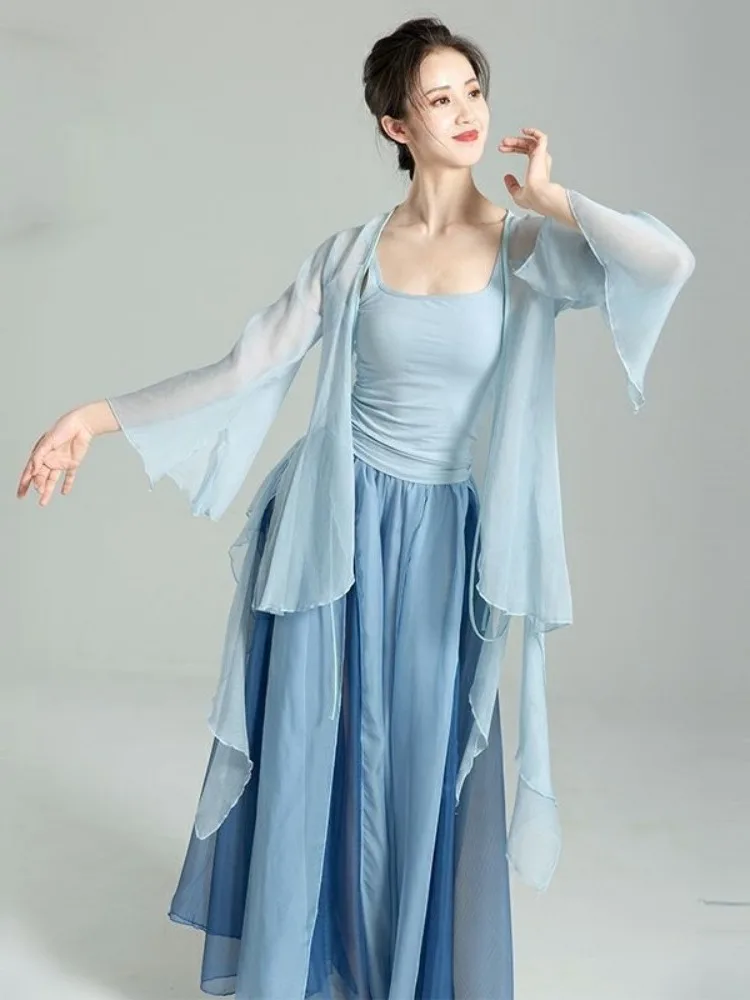 

New Arrival Elegant Dance Gown Practice Uniform Women's Style Fairy Atmosphere Top Performance Dancewear Parka Summer Collection