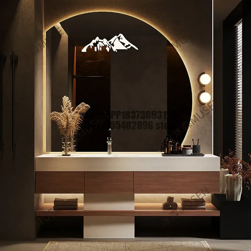 Haute couture rock slab hot bending seamless integrated basin bathroom cabinet combination bathroom washbasin customization