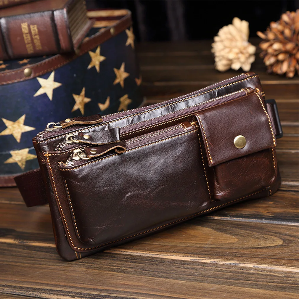 Genuine Leather Fanny Pack Waist Bag for Men Women Hip Bum Bag Travel Pouch Sling Bag Crossbody Chest Bags Shoulder Daypack