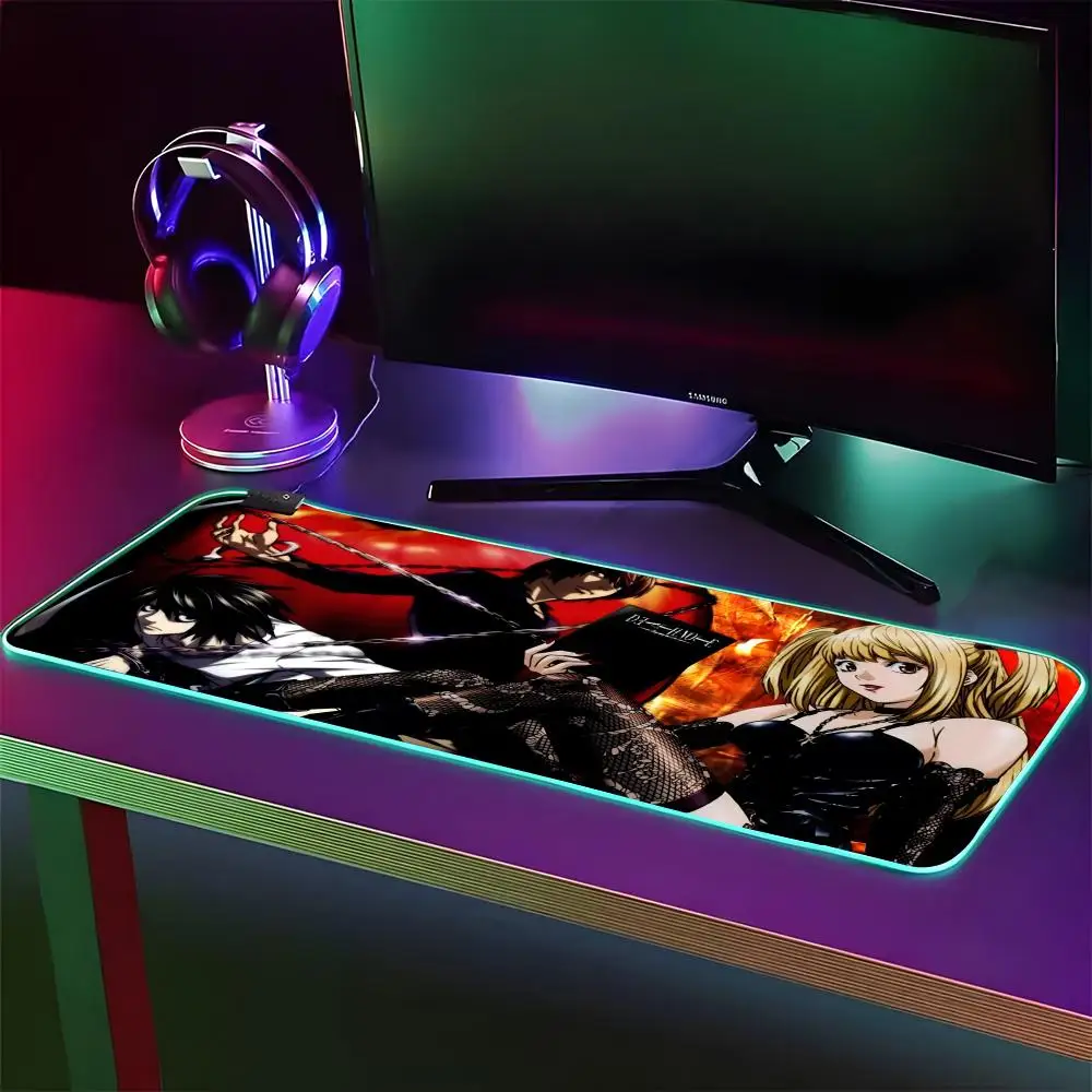 Misa Amane Mouse Pad RGB Gaming Mouse Pad Desk Mat HD Gamer Large LED Light XXL MousePads