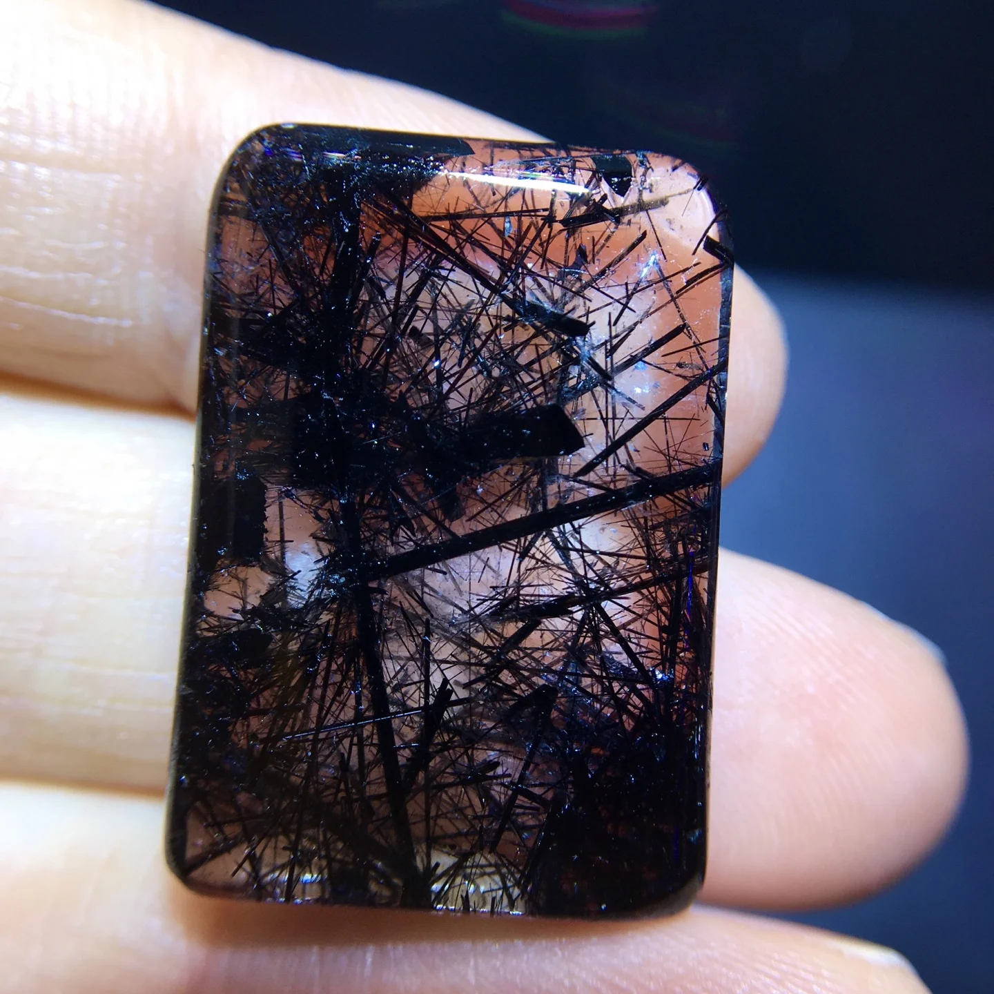 

Natural Black Rutilated Quartz Pendant Rutilated Quartz Jewelry 27.1/19.1/4.5mm Rectangle Women Brazil AAAAAAA
