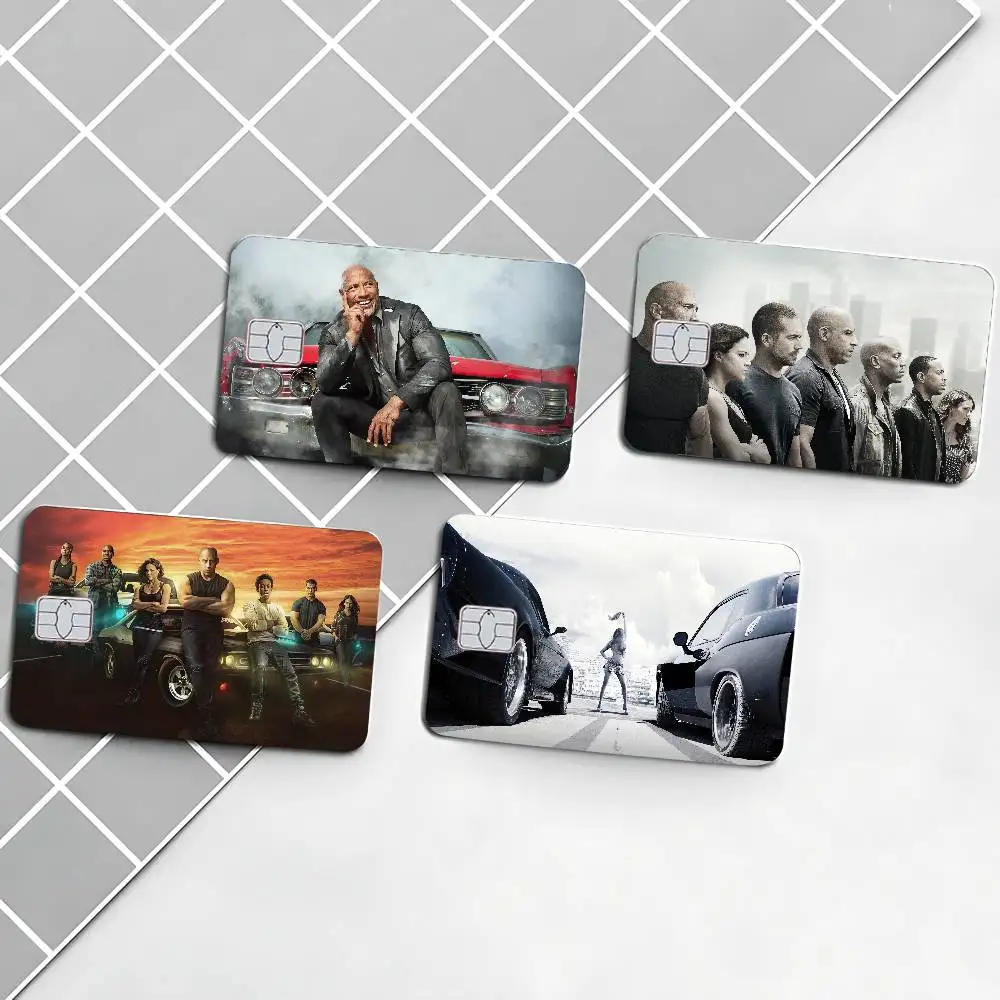 Action Movie Fast F-Furious Cartoon Credit Card Skin Stickers For Bank Card Bus Metro Card Sticker Waterproof Women Gift