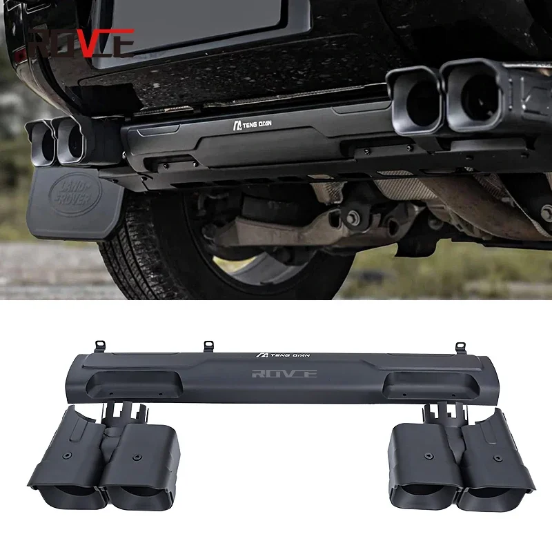 

New Design For 2020-2024 Land Rover Defender Rear Bumper Muffler Tips Exhaust Pipes Black Aluminum Alloy Tail Throat