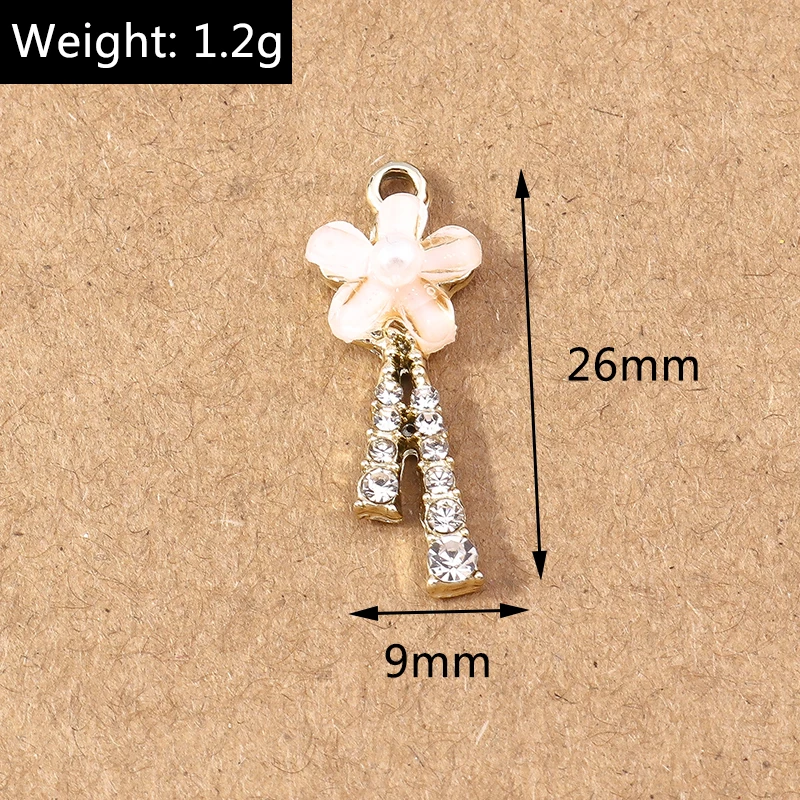 10 stücke 12x14mm Nette Kristall Blume Charme für Schmuck Machen DIY Tropfen Ohrringe Anhänger Halsketten Handmade Schlüsselanhänger handwerk Geschenke – Detail 13