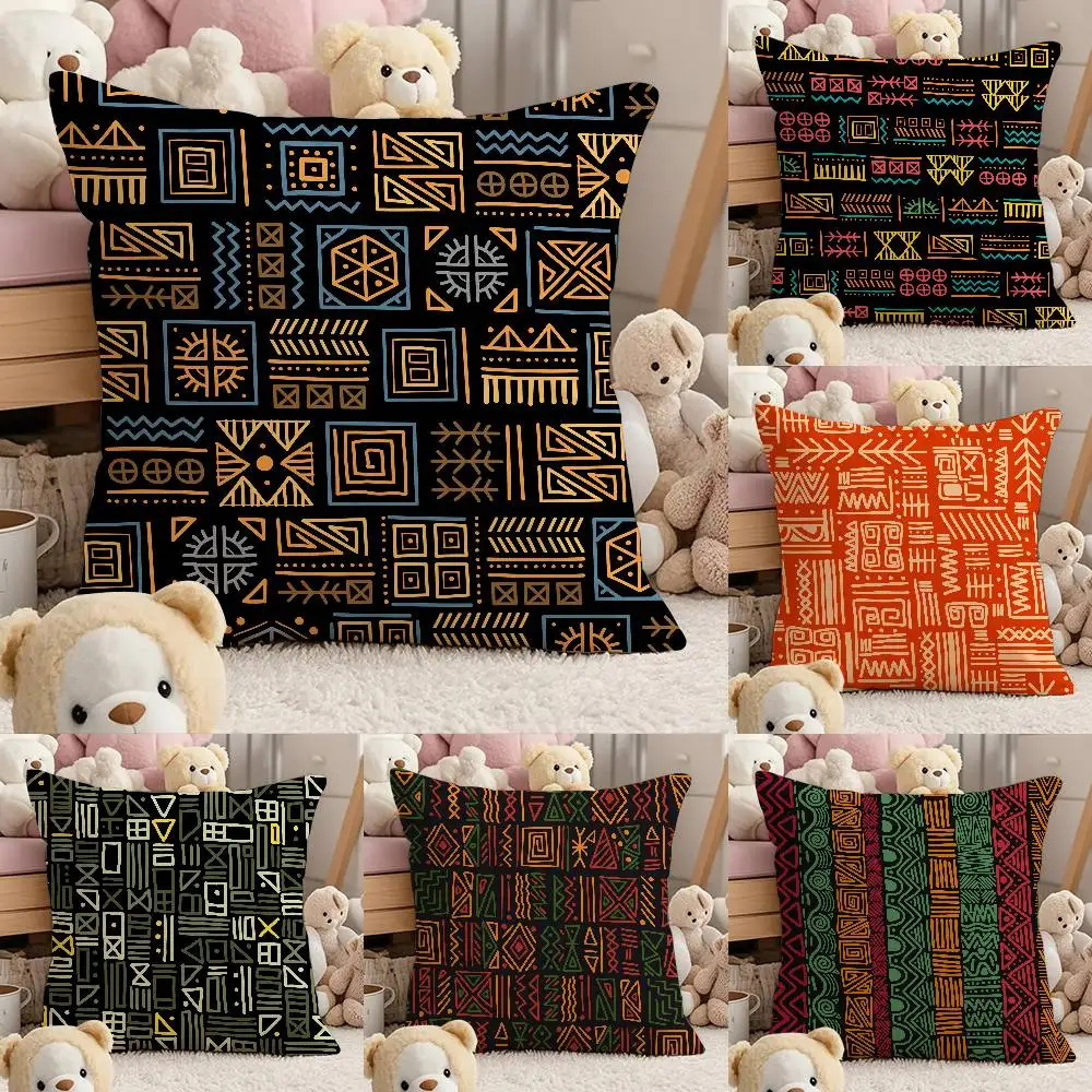 

African Tribal Pattern Pillow Case Comfort Sofa Bed Silky Elegant Invisible Zipper Custom Decorative Cushion Cover