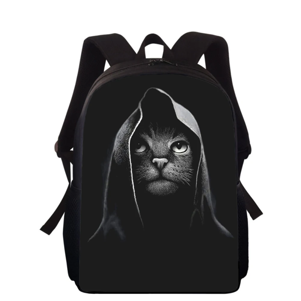 Mochila con estampado 3D de gato para niños y niñas, morral escolar bonito de 16 pulgadas, ideal para la escuela primaria