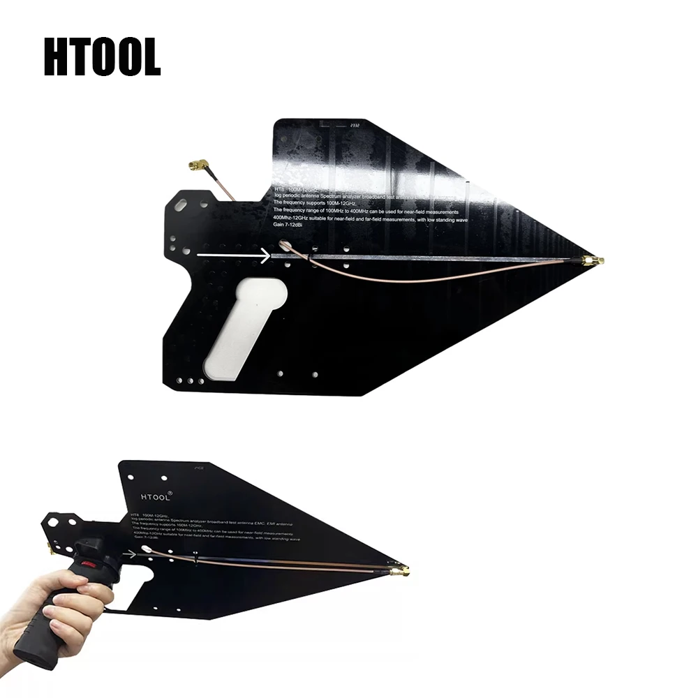 HTOOL HT8 Uchwyt UWB UHF Log antena okresowa 100MHz-12GHz pasywna kierunkowa PCB antena ręczna 50Ω 7-12dBi wysoki wzmocnienie SMA