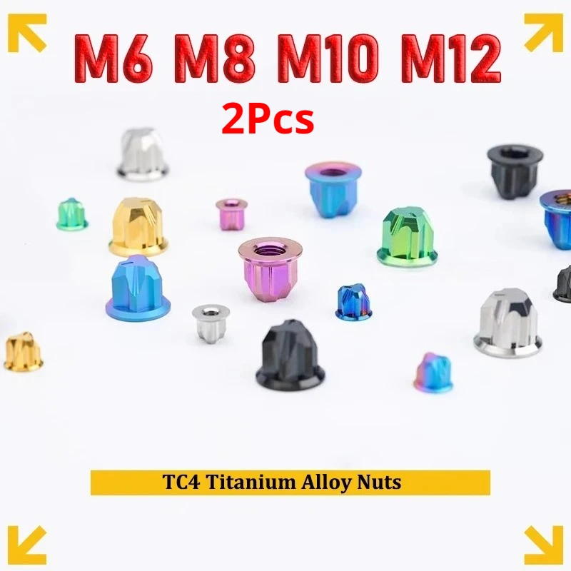 2pcs TC4 Titanium Nuts M6 M8 M10 M12 Cap Flange Nut for Bike Motorcycle Titanium Fastener