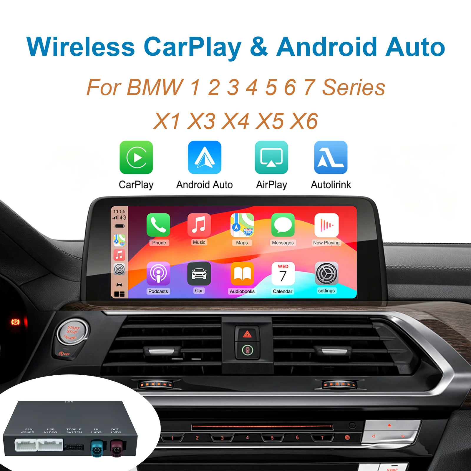 EzoneTronics Wireless CarPlay For BMW NBT CIC 1 2 3 4 5 7 Series F22 F10 F01 F02 X3 X4 F25 F26 MINI X4 X5 X6 F56 F15 F16 F85 And