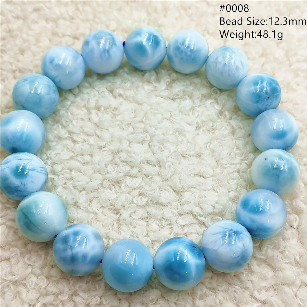 Natural Blue Larimar Round Beads Bracelet Pattern Jewelry Blue Larimar Women Men AAAAAAA