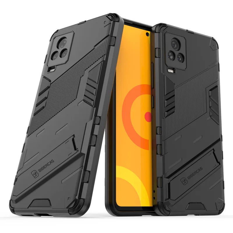 PUNK Phone Case For Vivo IQOO 7 Case For Vivo IQOO 7 Cover Armor PC Shockproof Silicone Stand Protective Bumper For Vivo IQOO 7