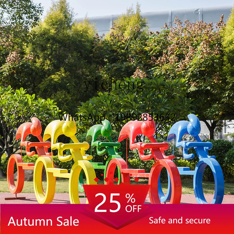 

Sports Silhouette Man Garden Landscape Ornament Outdoor FRP Cycling Running Figure Sculpture