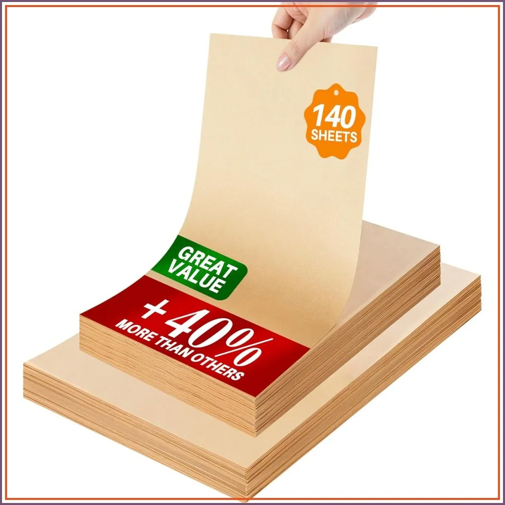 140 Precut Unbleached Parchment Sheets 9x13 Inch, Non-Stick Baking Paper for Oven & Air Fryer