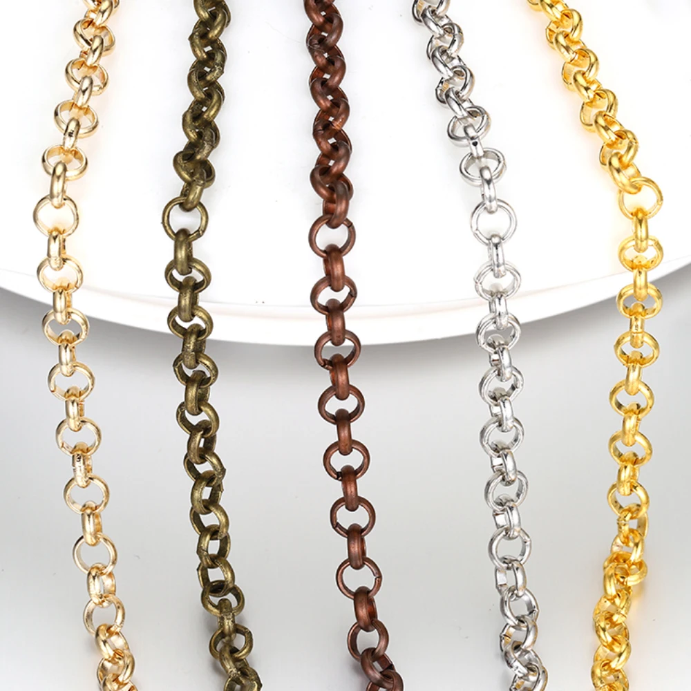 2Meters O Shape Necklace Chains Copper Bracelet Cable Link Bulk Chains DIY Handmade Jewelry Making Findings Wholesale image 6