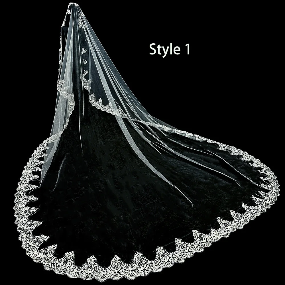 Elegant Ivory Wedding Veil 3.5m Long Bridal Veil with Comb Fancy Wedding Veils L&P DQL Studio