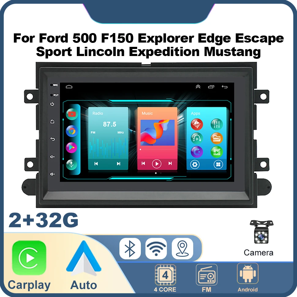 

Автомобильный радиоприемник 2Din для Ford 500 F150 Explorer Edge Escape Sport Lincoln Expedition Mustang, мультимедийное видео Carplay, авто стерео DVD