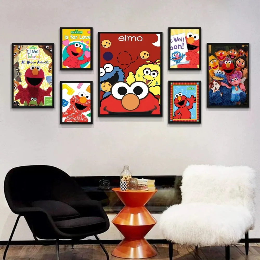 S-Sesame S-Street  Vintage Posters Sticky Whitepaper Sticker DIY Room Bar Cafe Room Wall Decor