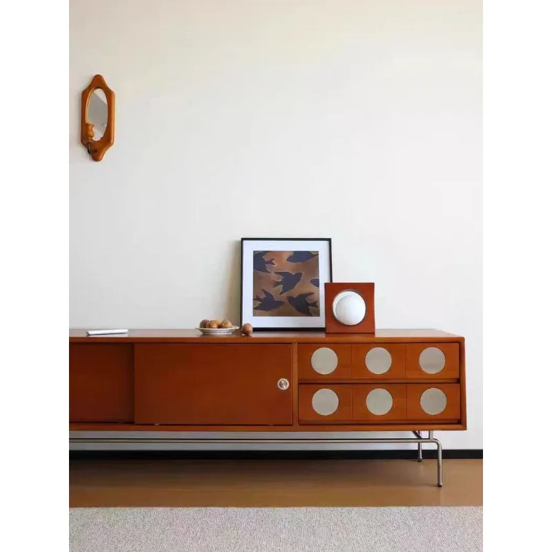 

Скандинавский шкаф для телевизора из массива дерева, гостиная, домашняя аудиовизуальная маленькая квартира, простой ретро-шкаф для хранения вещей, ТВ-шкаф