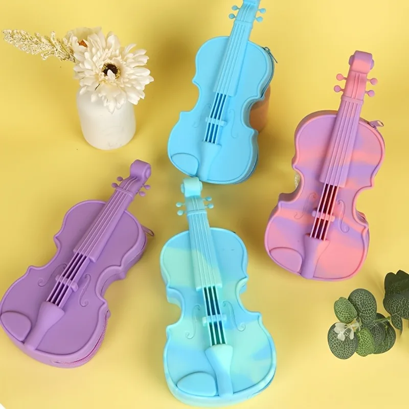Stift Schultasche Violine Silikon Stiftetui Hohes Aussehen Ebene Gitarre Kreatives Stiftetui Dekoratives Geschenk Kinderbriefpapierbox